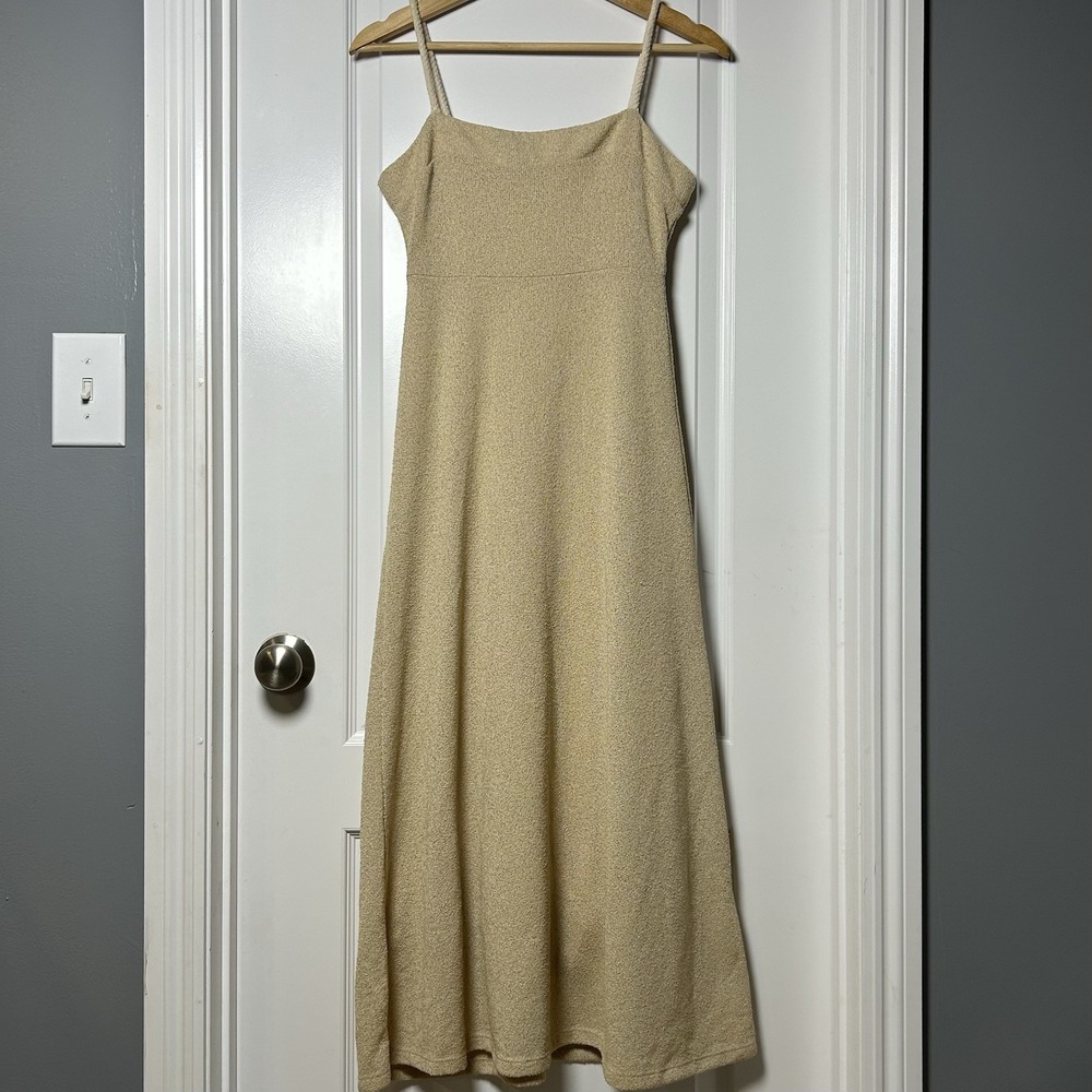 Free People Sand Textured Knit Rope Strap Midi Dress Italian Summer Resort Style